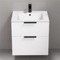 White Vanity, Wall Mounted, Modern, 24